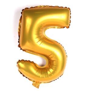 𝅺Number 5 Five Gold Balloon Helium Air Party Engagement Birthday NWT 16"